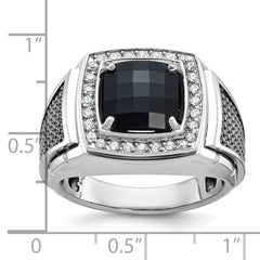 10k White Gold IBGoodman Men's Black Rhodium Onyx and Diamond Complete Ring