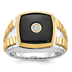 10k Two-tone IBGoodman Men's Onyx and Diamond Complete Ring