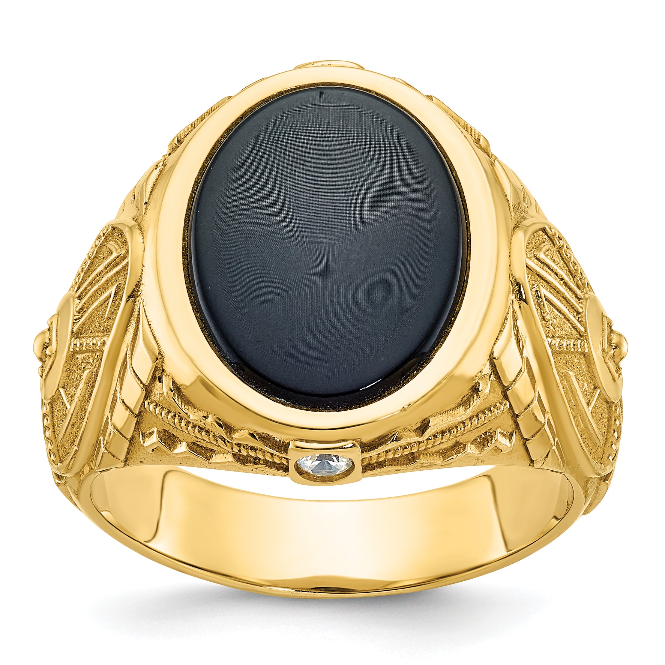 10k IBGoodman Men's Onyx and Diamond Complete Ring