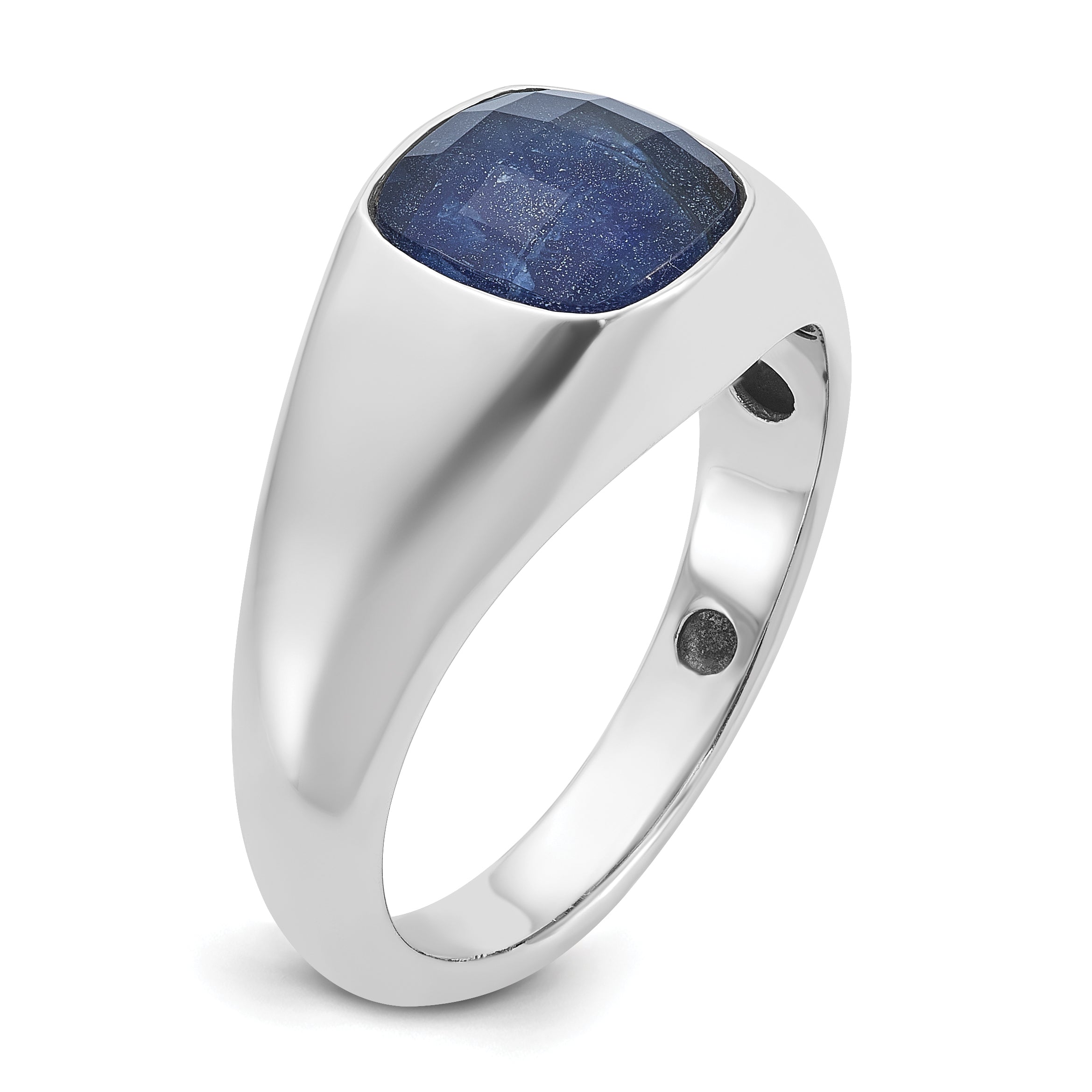 10k White Gold IBGoodman Men's Sapphire Doublet Stone Complete Ring