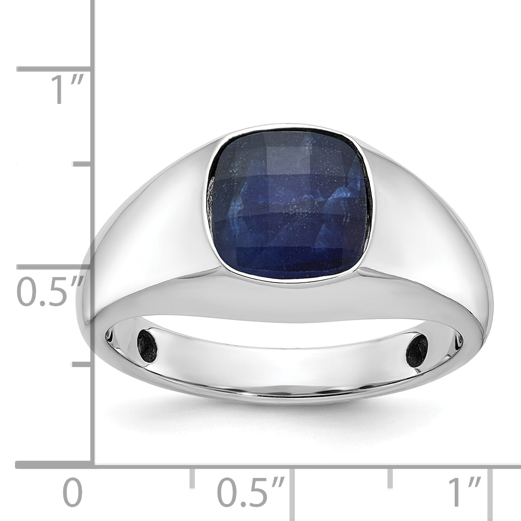 10k White Gold IBGoodman Men's Sapphire Doublet Stone Complete Ring