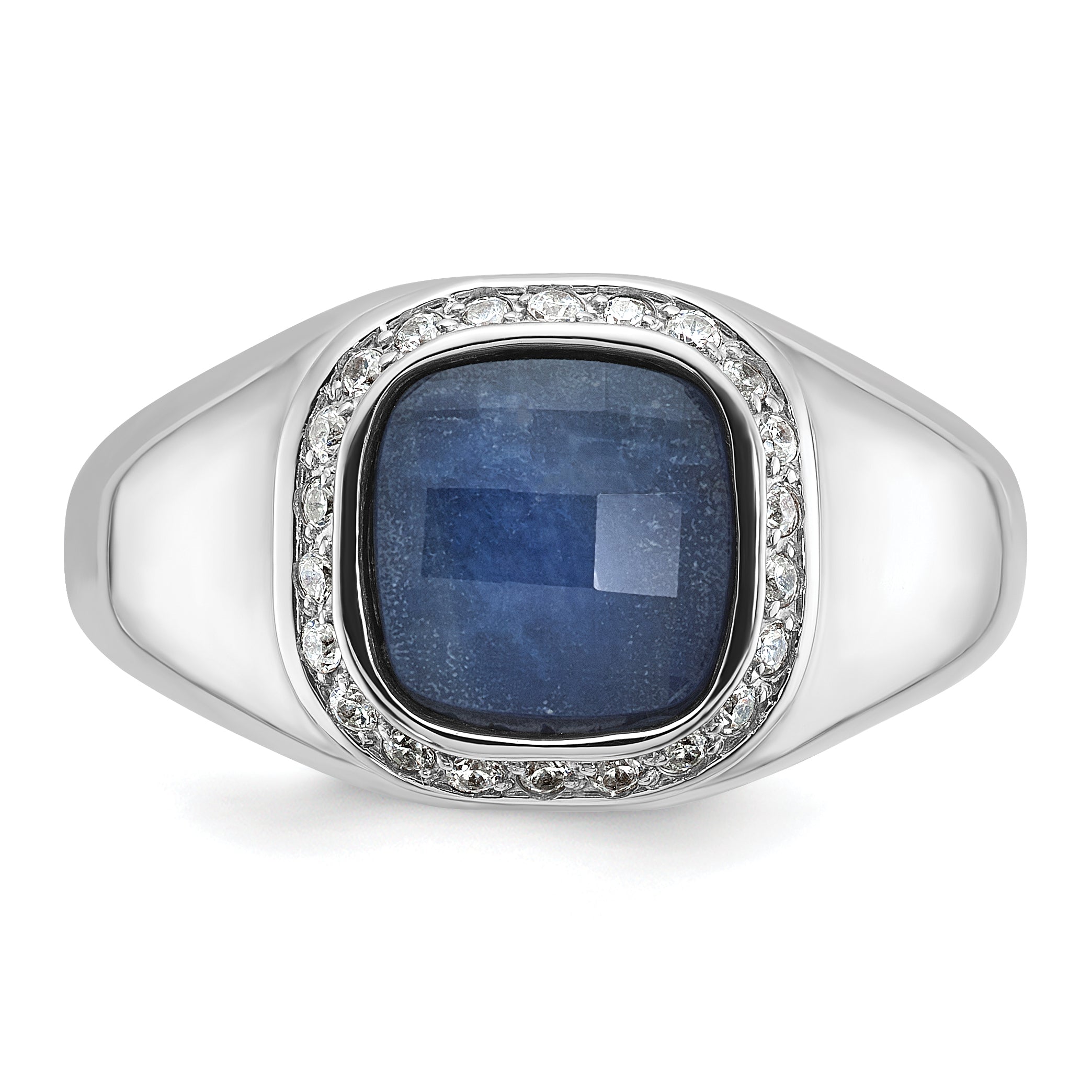 10kw IBGoodman Men's Sapphire Doublet Stone and Diamond Complete Ring