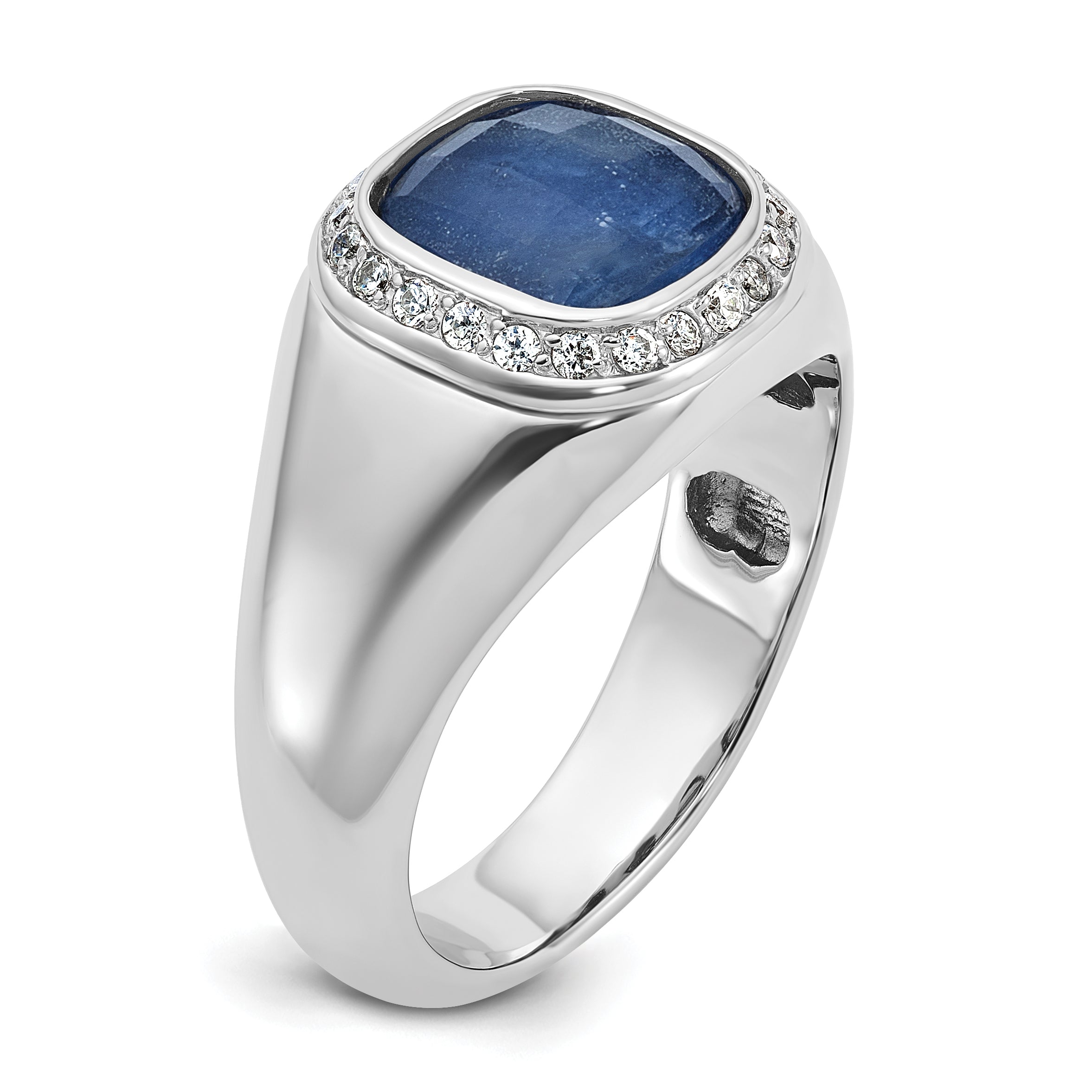 10kw IBGoodman Men's Sapphire Doublet Stone and Diamond Complete Ring