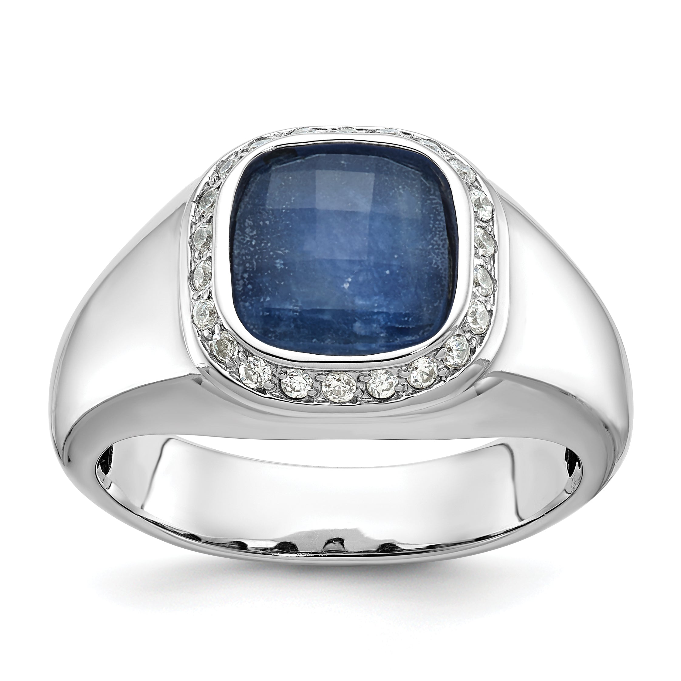 10kw IBGoodman Men's Sapphire Doublet Stone and Diamond Complete Ring