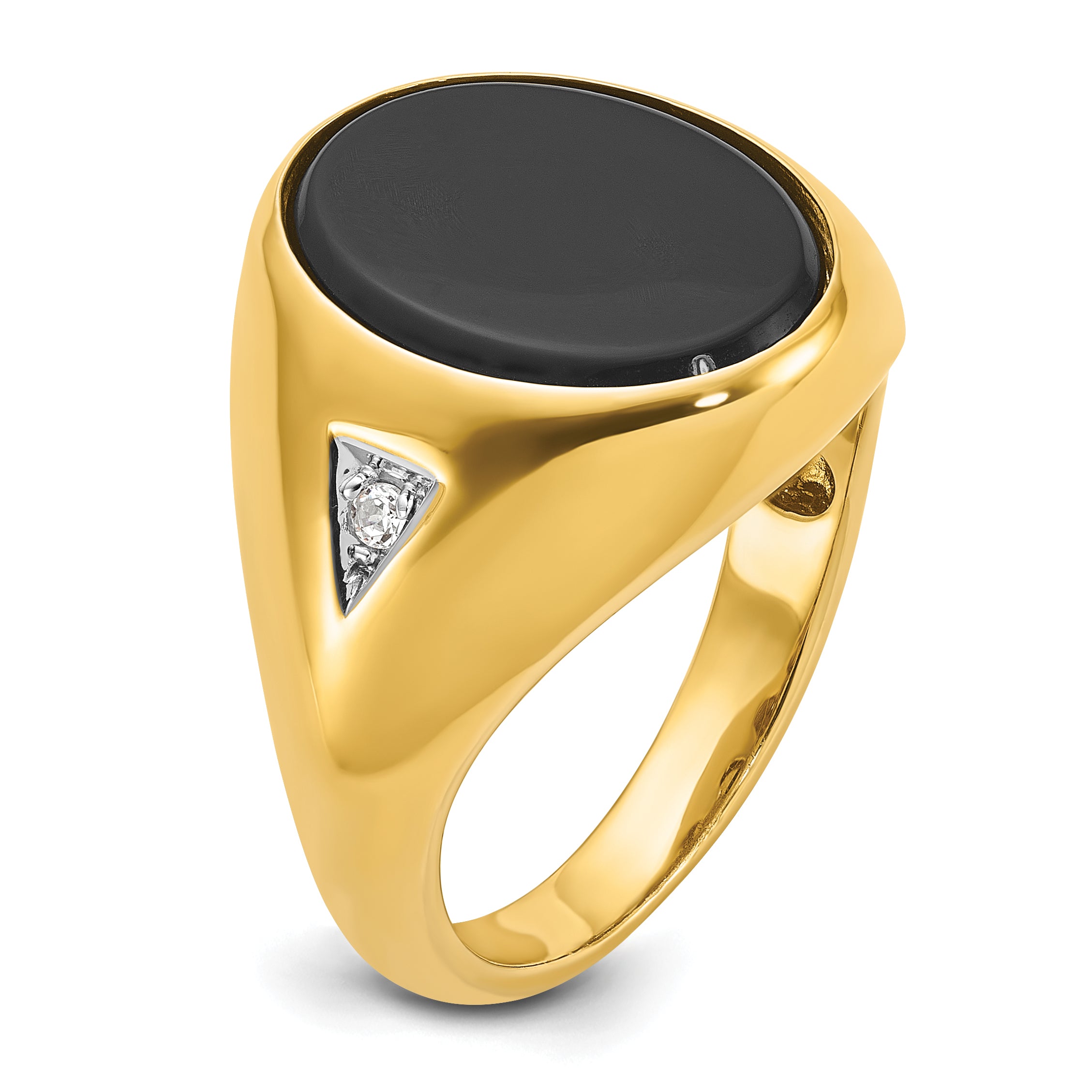 10k IBGoodman Men's Oval Onyx and Diamond Complete Ring