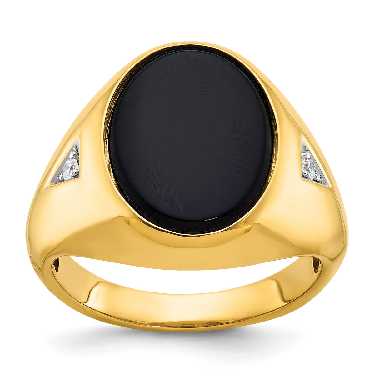 10k IBGoodman Men's Oval Onyx and Diamond Complete Ring