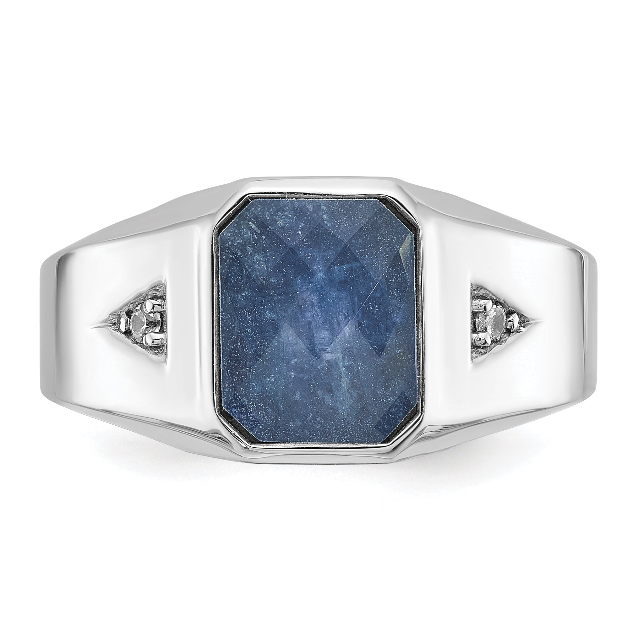 10kw IBGoodman Men's Sapphire Doublet Stone and Diamond Complete Ring