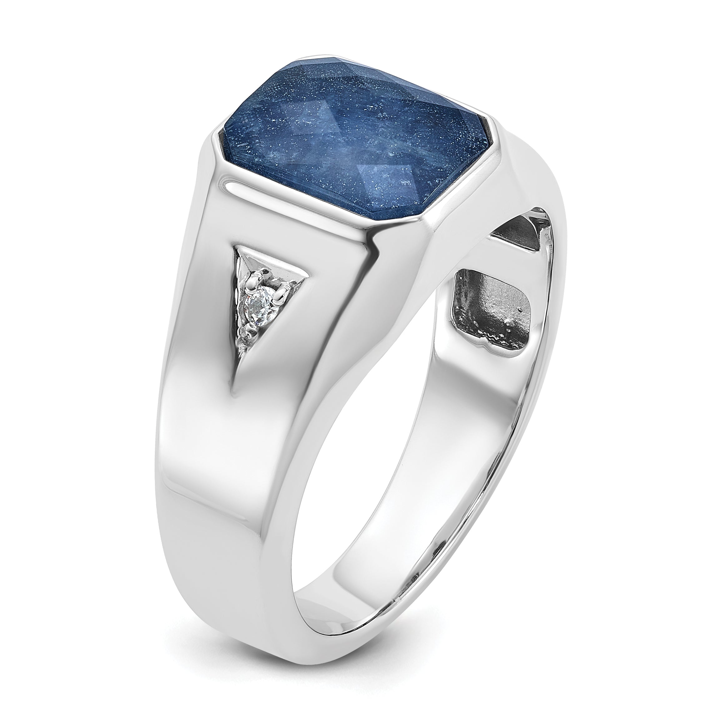 10kw IBGoodman Men's Sapphire Doublet Stone and Diamond Complete Ring