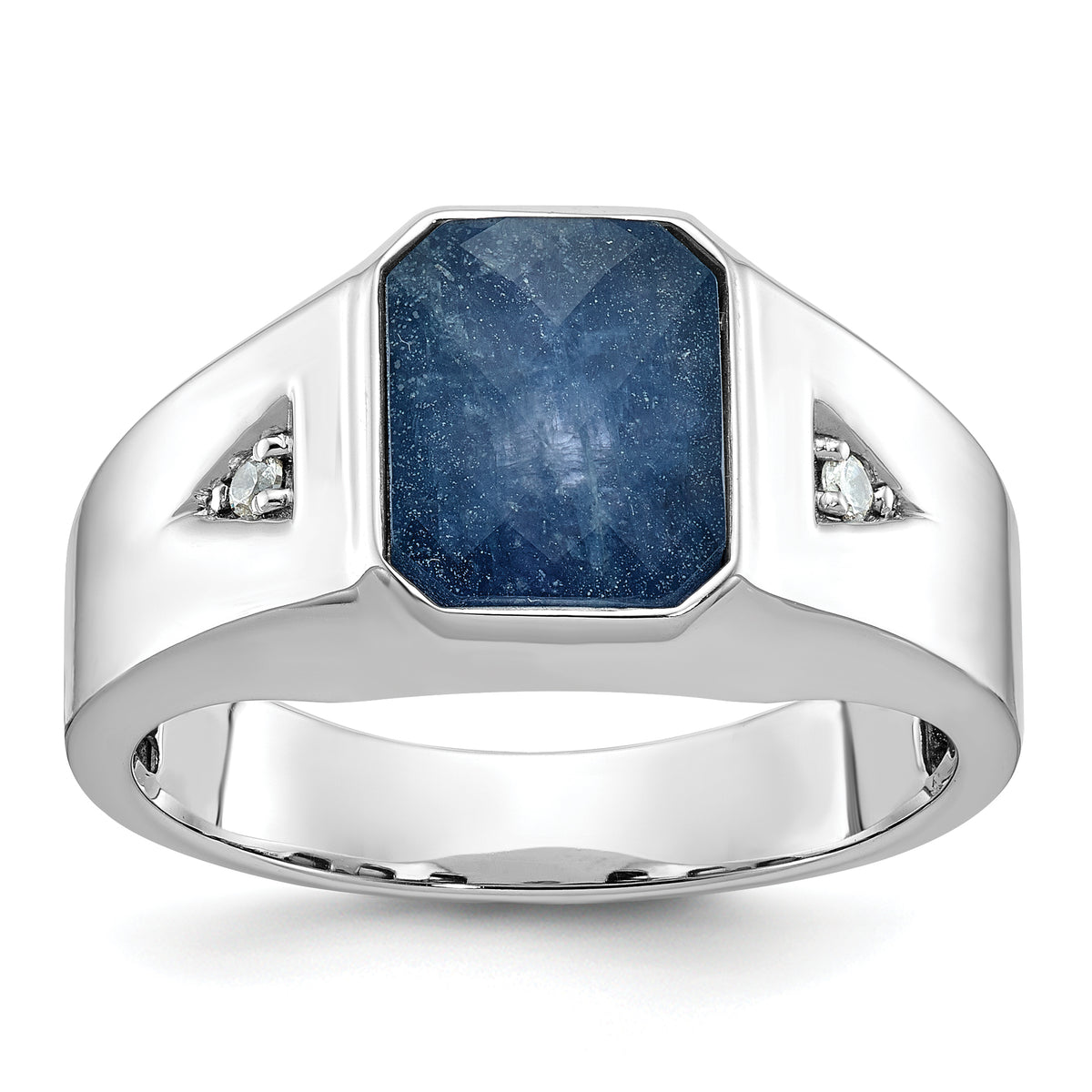 10kw IBGoodman Men's Sapphire Doublet Stone and Diamond Complete Ring