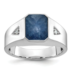 10kw IBGoodman Men's Sapphire Doublet Stone and Diamond Complete Ring