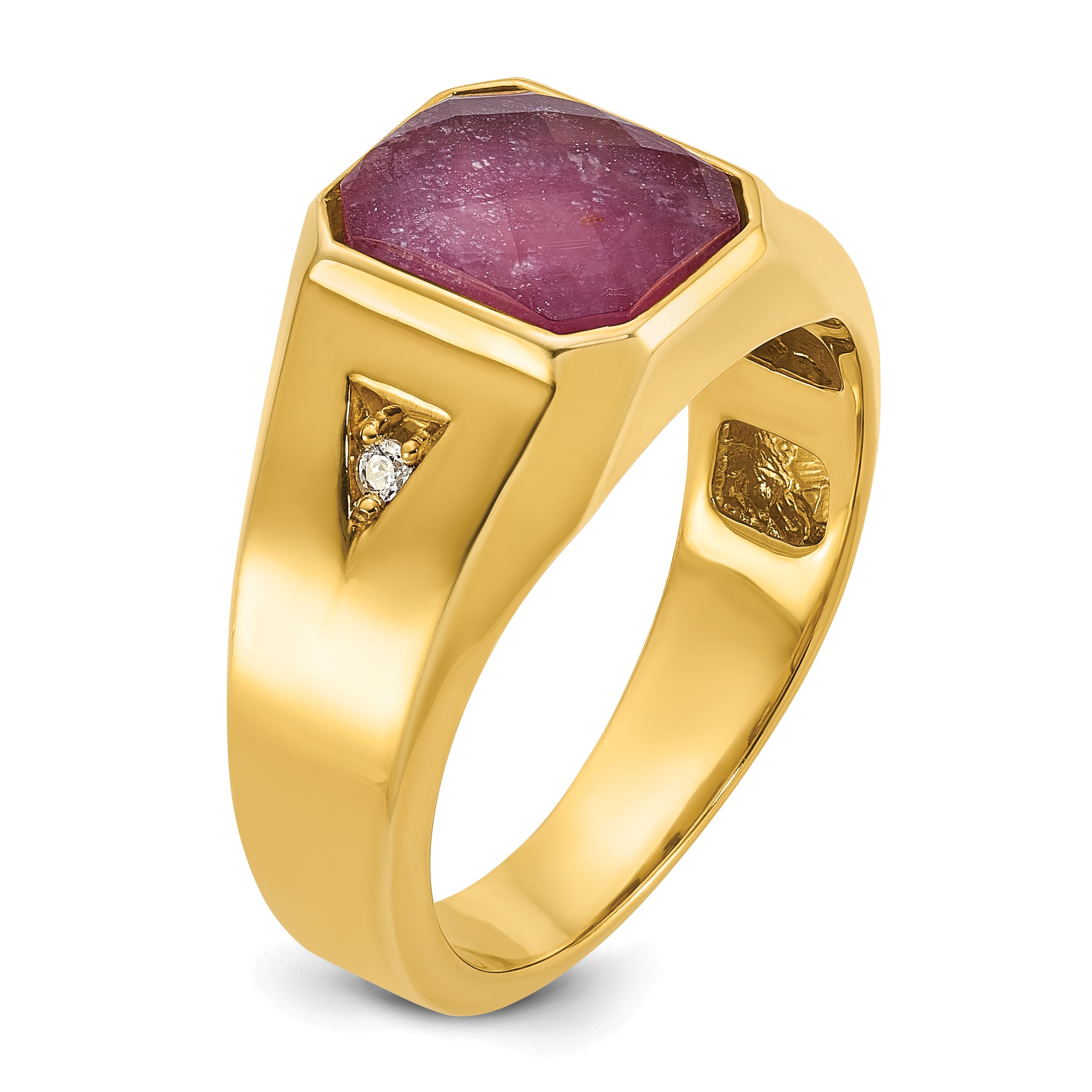 10k IBGoodman Men's Created Ruby Doublet Stone and Diamond Complete Ring