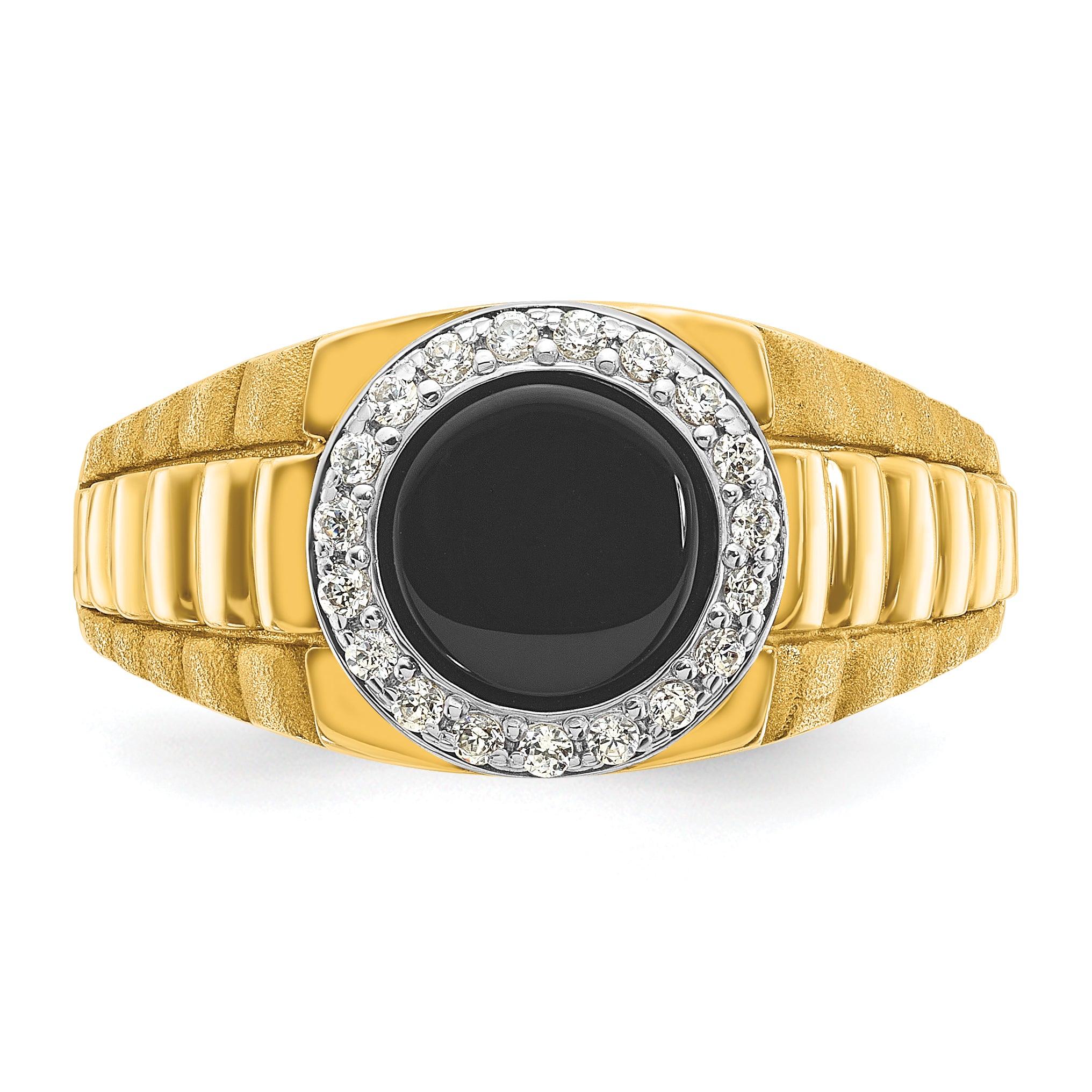 10k Two-tone IBGoodman Men's Onyx and Diamond Complete Ring