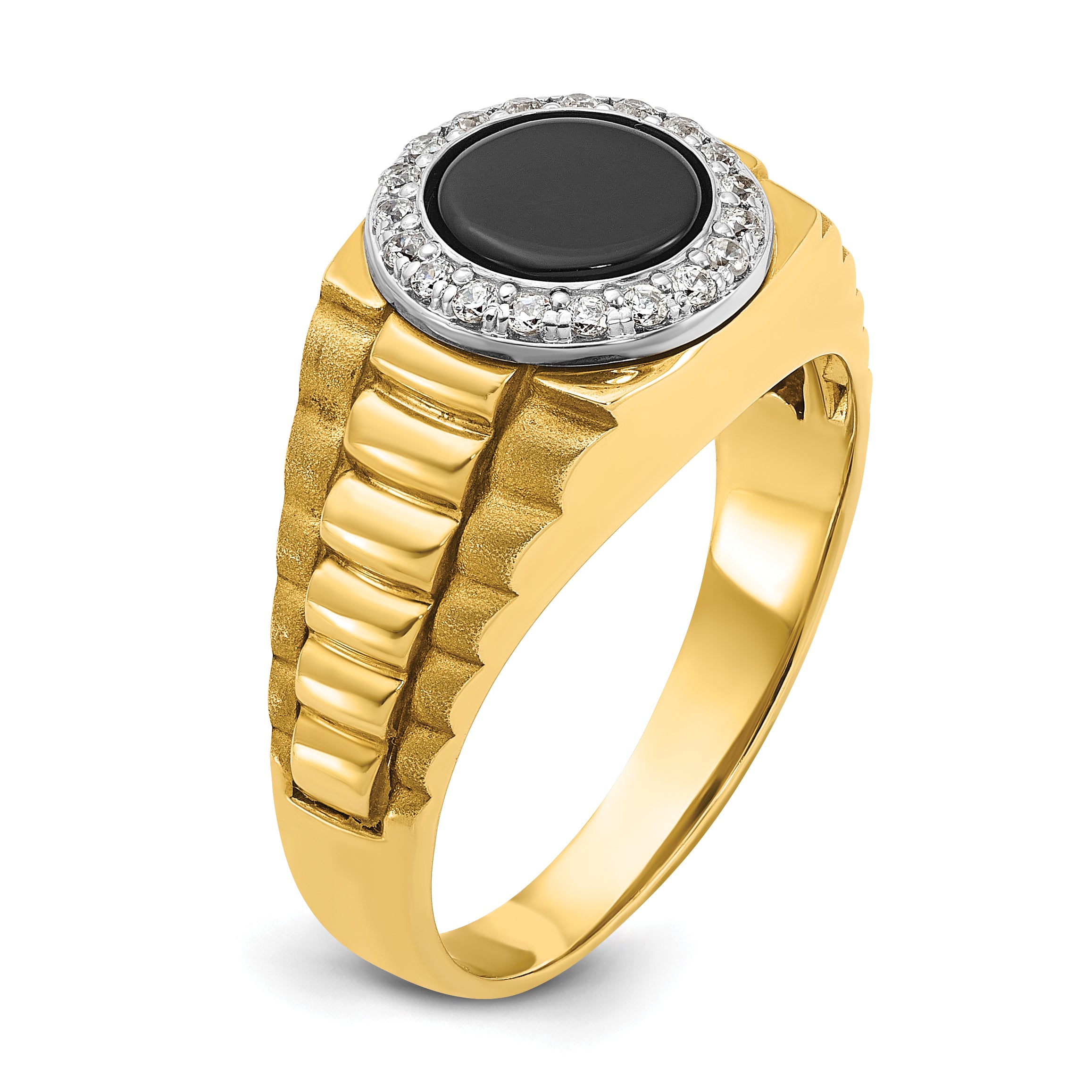 10k Two-tone IBGoodman Men's Onyx and Diamond Complete Ring