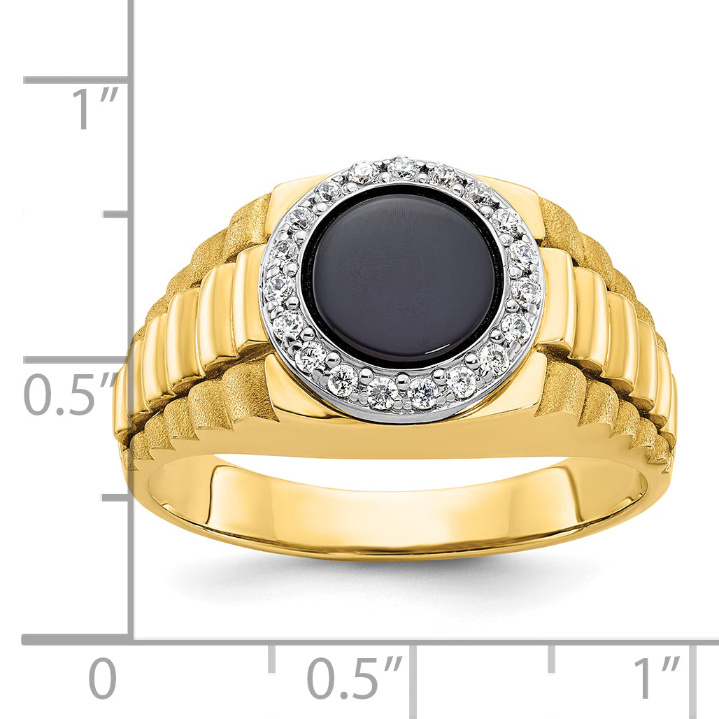 10k Two-tone IBGoodman Men's Onyx and Diamond Complete Ring