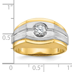 10k Two-tone IBGoodman Men's Polished and Satin Diamond Complete Ring