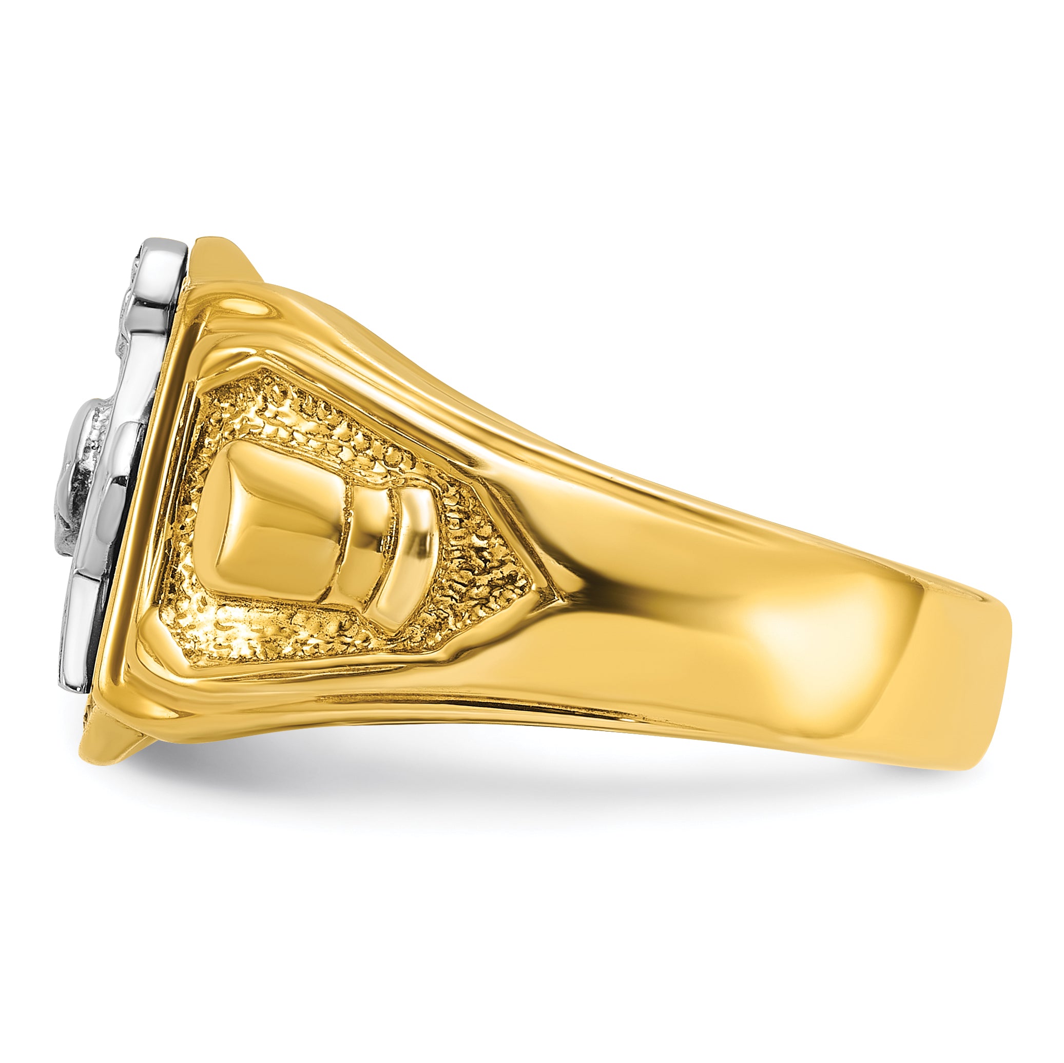 IBGoodman 10k Two-tone Men's Polished and Textured with Black Enamel Past Master Masonic Ring