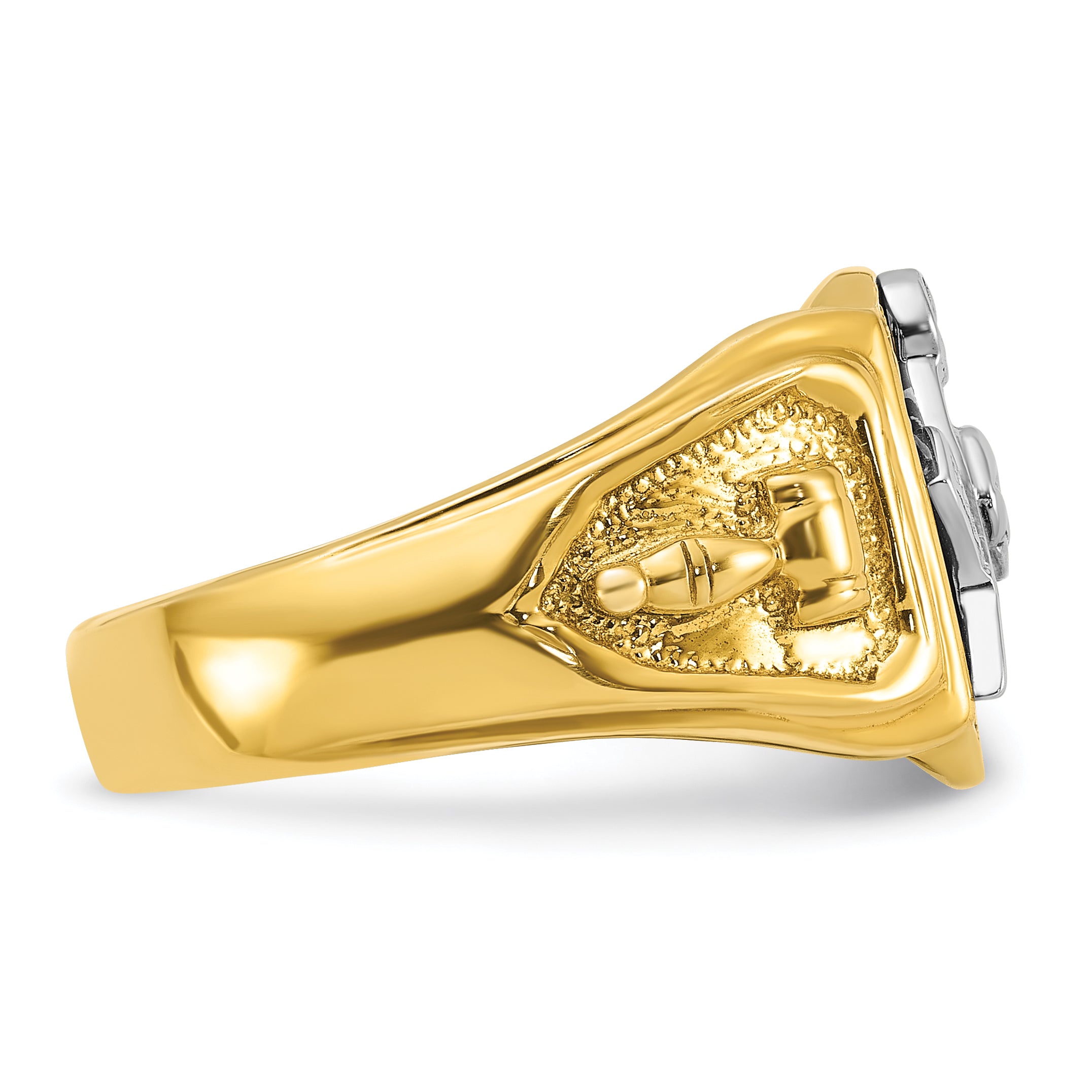 IBGoodman 10k Two-tone Men's Polished and Textured with Black Enamel Past Master Masonic Ring