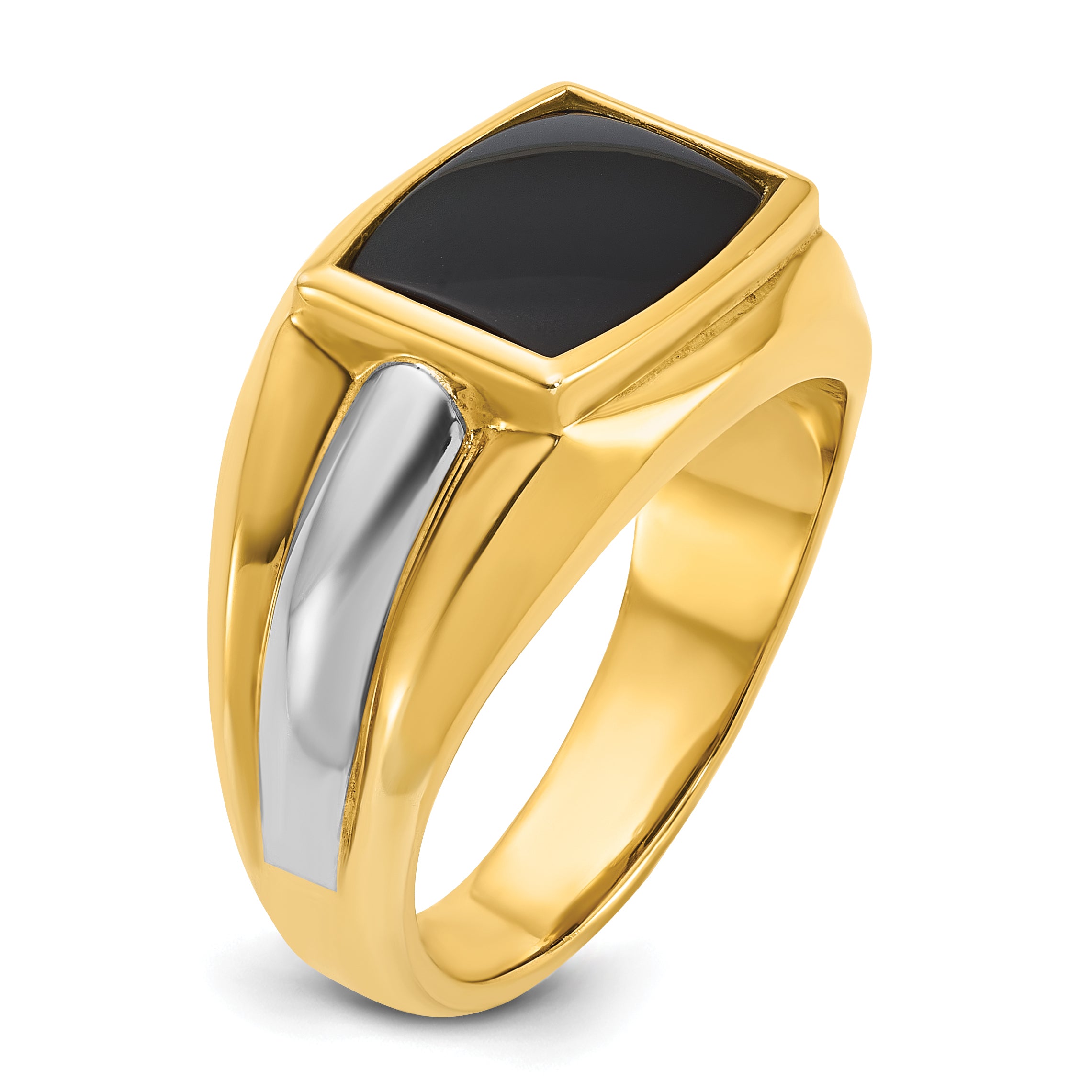 10k Two-tone IBGoodman Men's Onyx Complete Ring