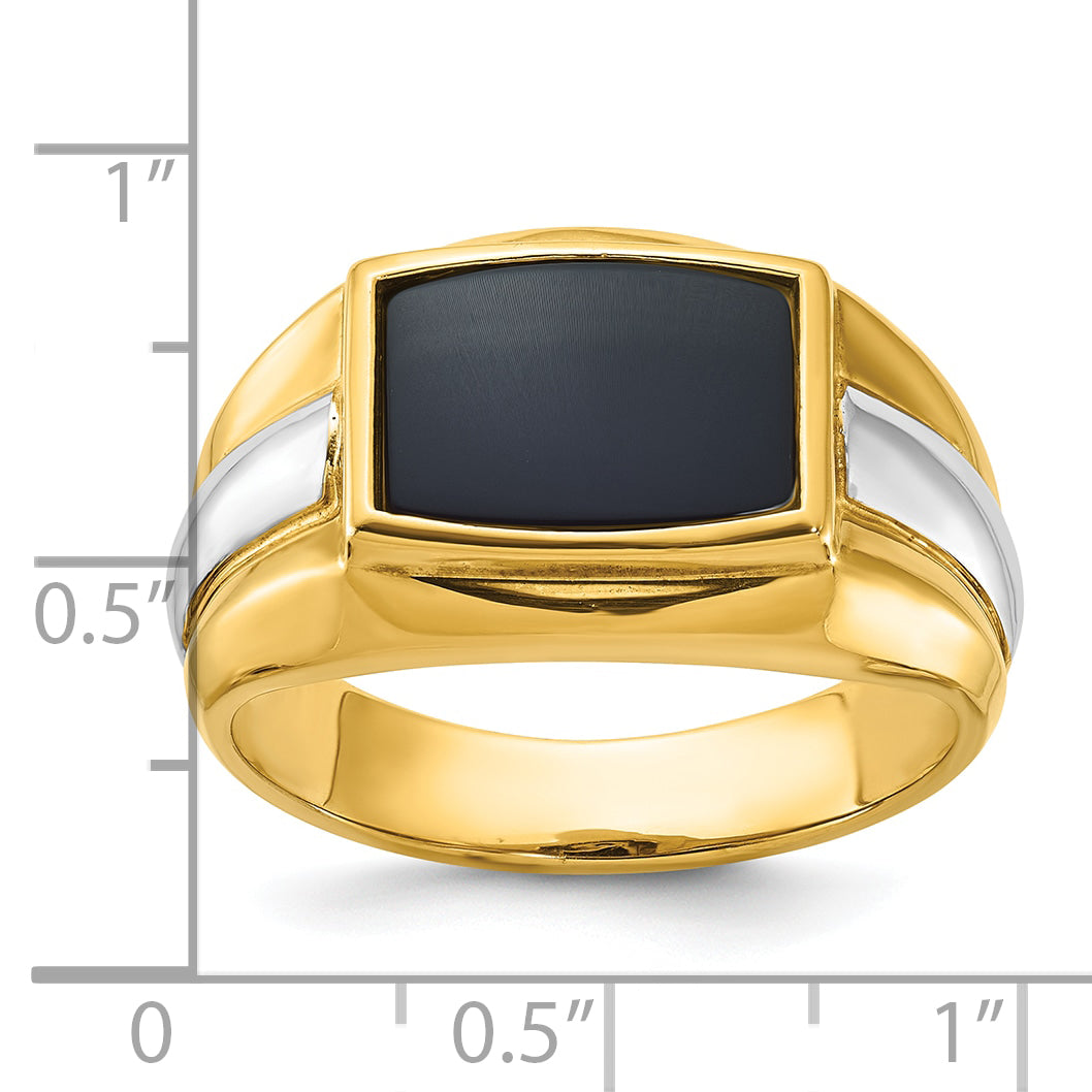 10k Two-tone IBGoodman Men's Onyx Complete Ring