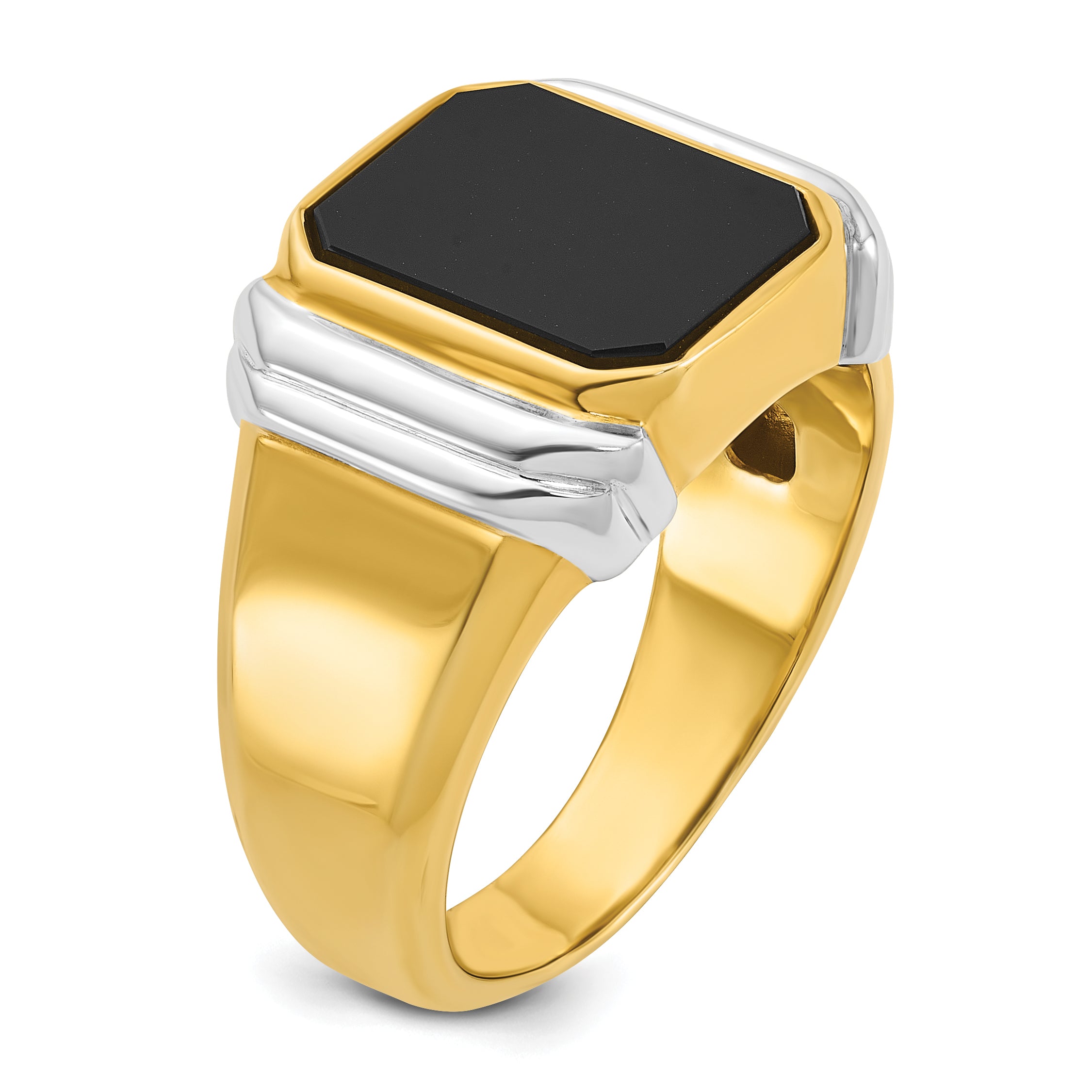 10k Two-tone IBGoodman Men's Onyx Complete Ring