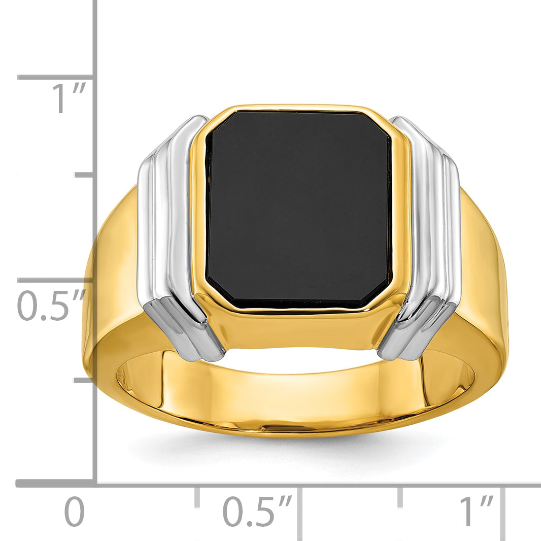 10k Two-tone IBGoodman Men's Onyx Complete Ring