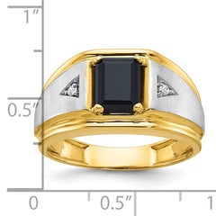 10k Two-tone IBGoodman Men's Satin Onyx and Diamond Complete Ring