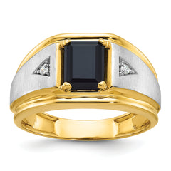 10k Two-tone IBGoodman Men's Satin Onyx and Diamond Complete Ring