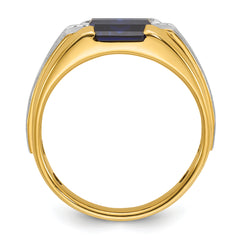 10k Two-tone IBGoodman Men's Cr. Sapphire and Diamond Complete Ring