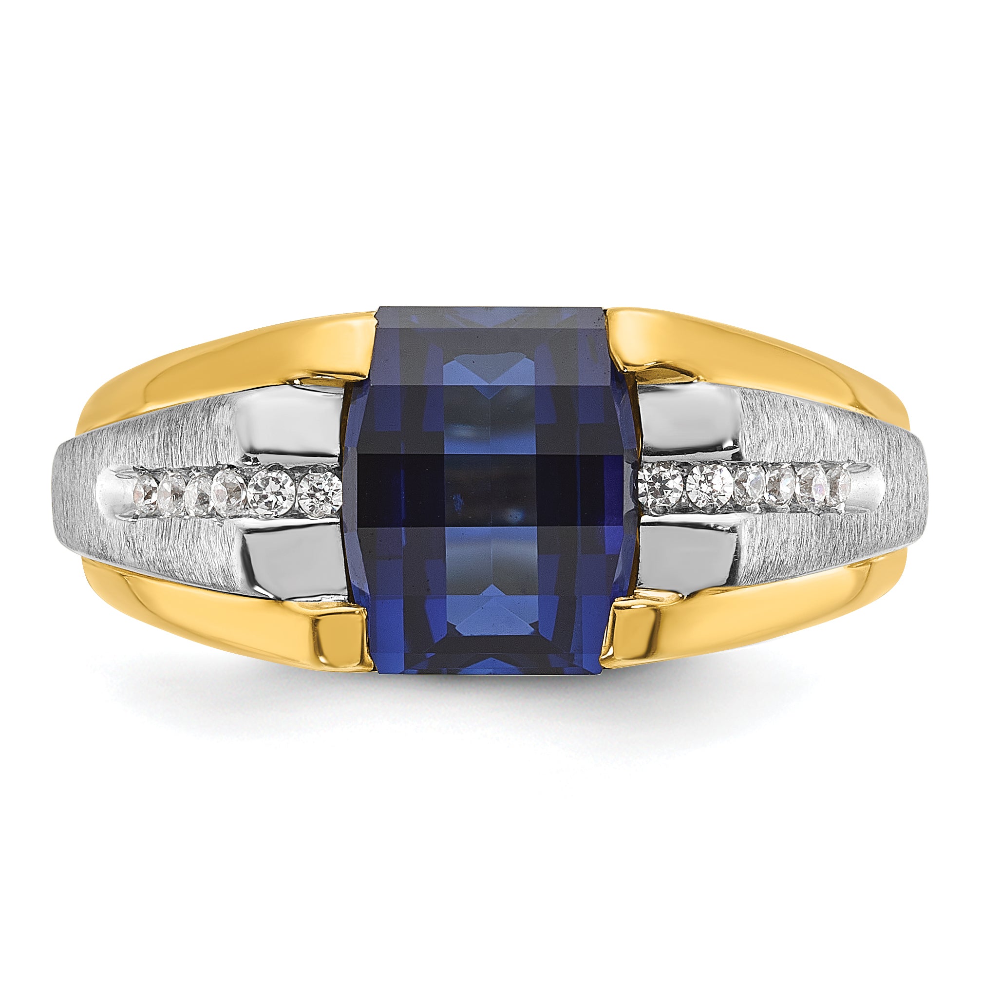 10k Two-tone IBGoodman Men's Cr. Sapphire and Diamond Complete Ring