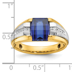 10k Two-tone IBGoodman Men's Cr. Sapphire and Diamond Complete Ring