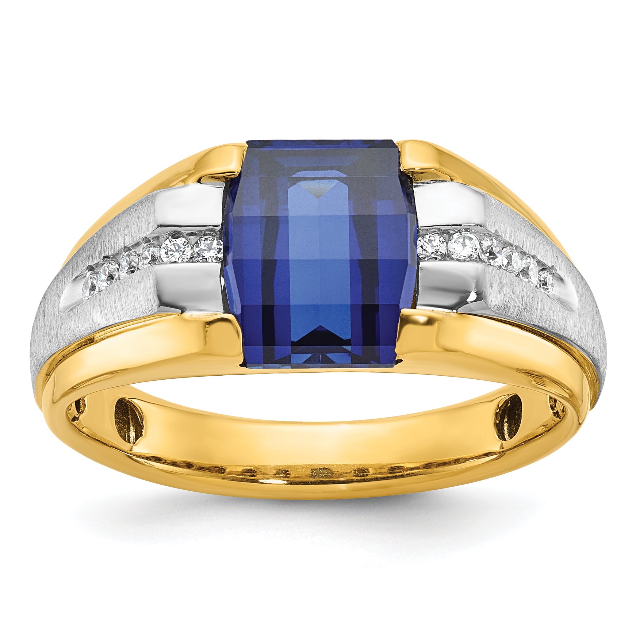 10k Two-tone IBGoodman Men's Cr. Sapphire and Diamond Complete Ring