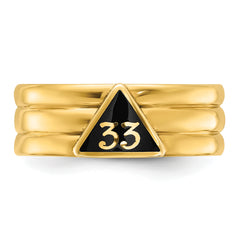 IBGoodman 10k Men's Polished and Grooved with Black Enamel Active 33rd Degree Masonic Ring