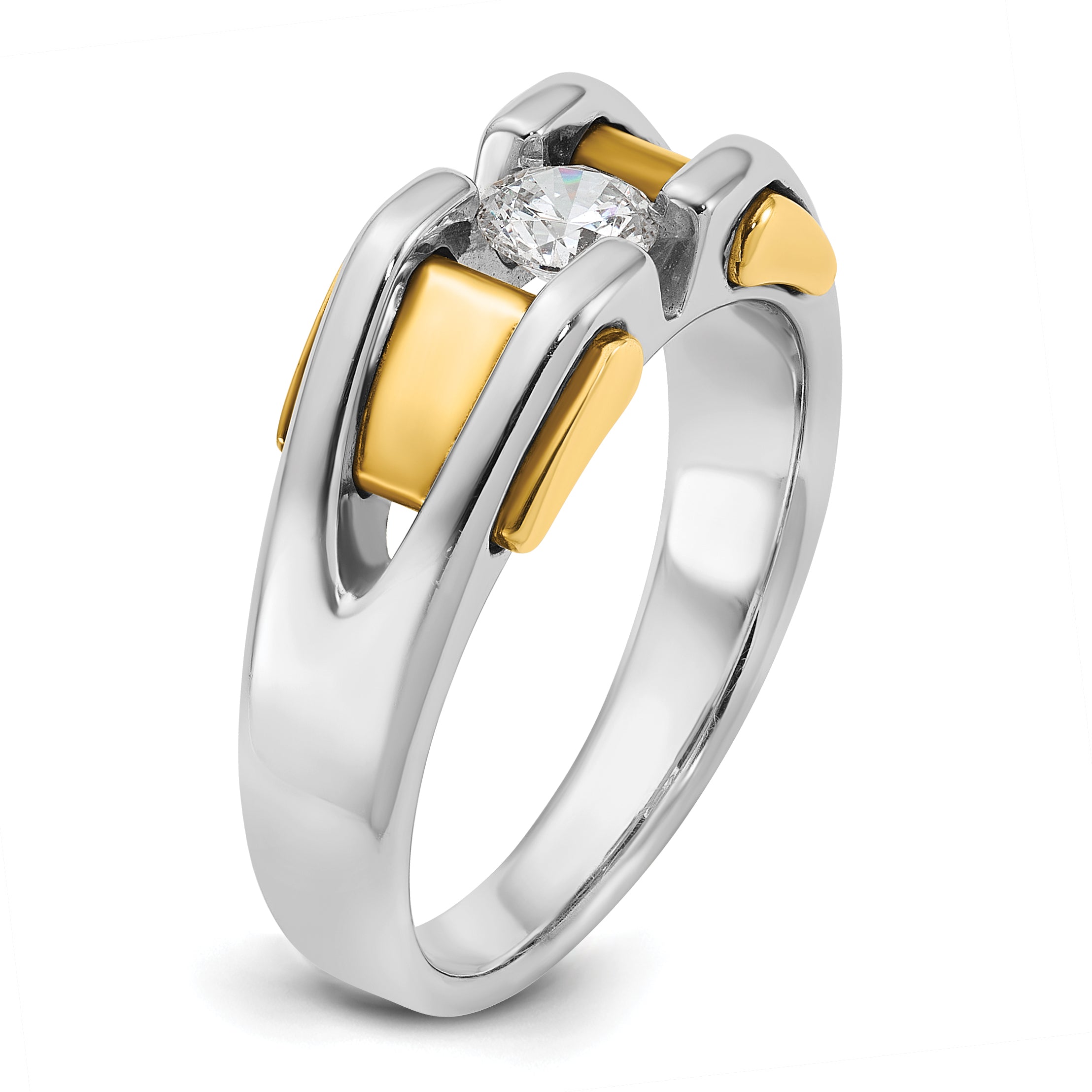 10k Two-tone IBGoodman Men's Diamond Complete Ring