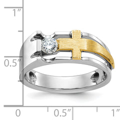 IBGoodman 10k Two-tone Men's Polished Satin and Cut-Out 1/3 Carat A Quality Diamond Cross Ring