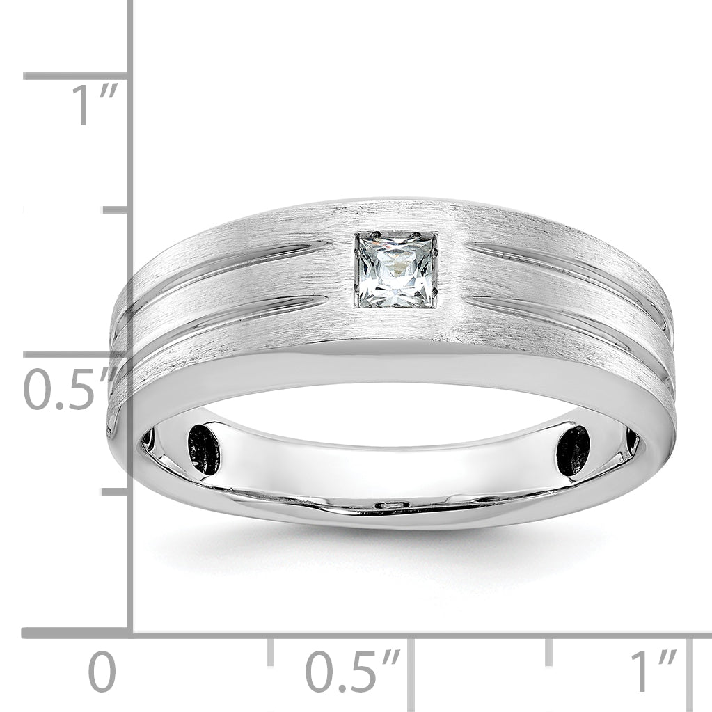 10k IBGoodman Men's Polished and Satin Diamond Complete Ring