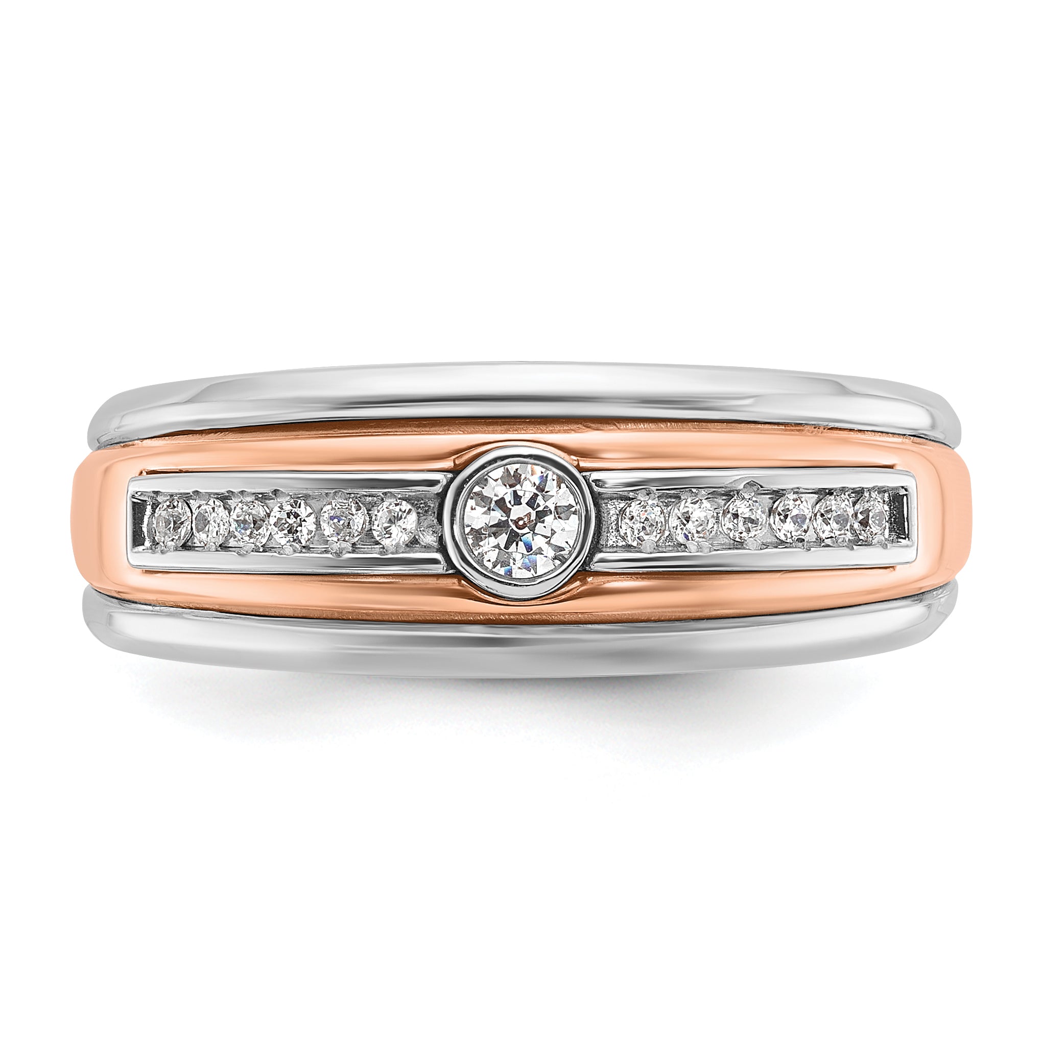 10k Two-tone White/Rose Gold IBGoodman Men's Diamond Complete Ring