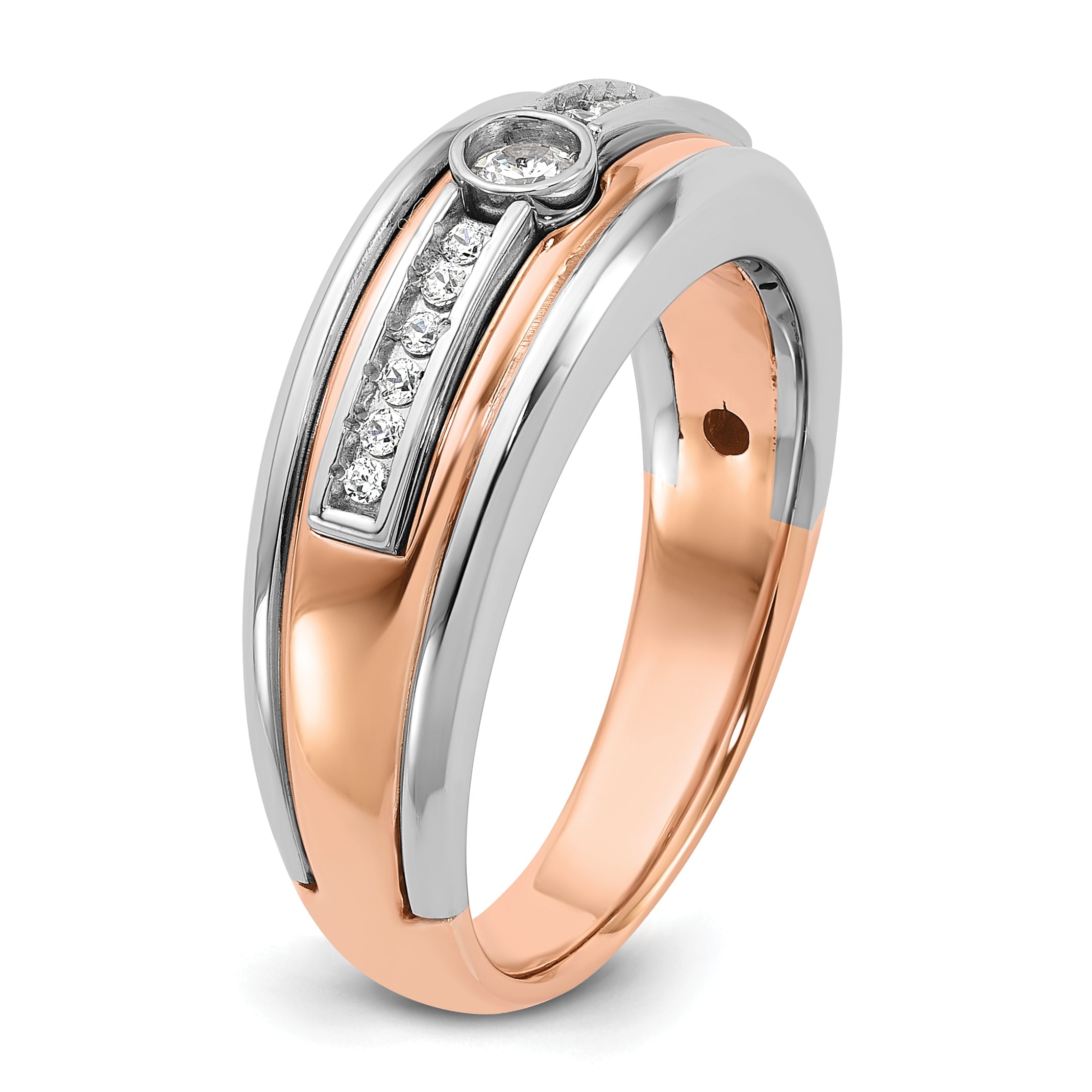 10k Two-tone White/Rose Gold IBGoodman Men's Diamond Complete Ring