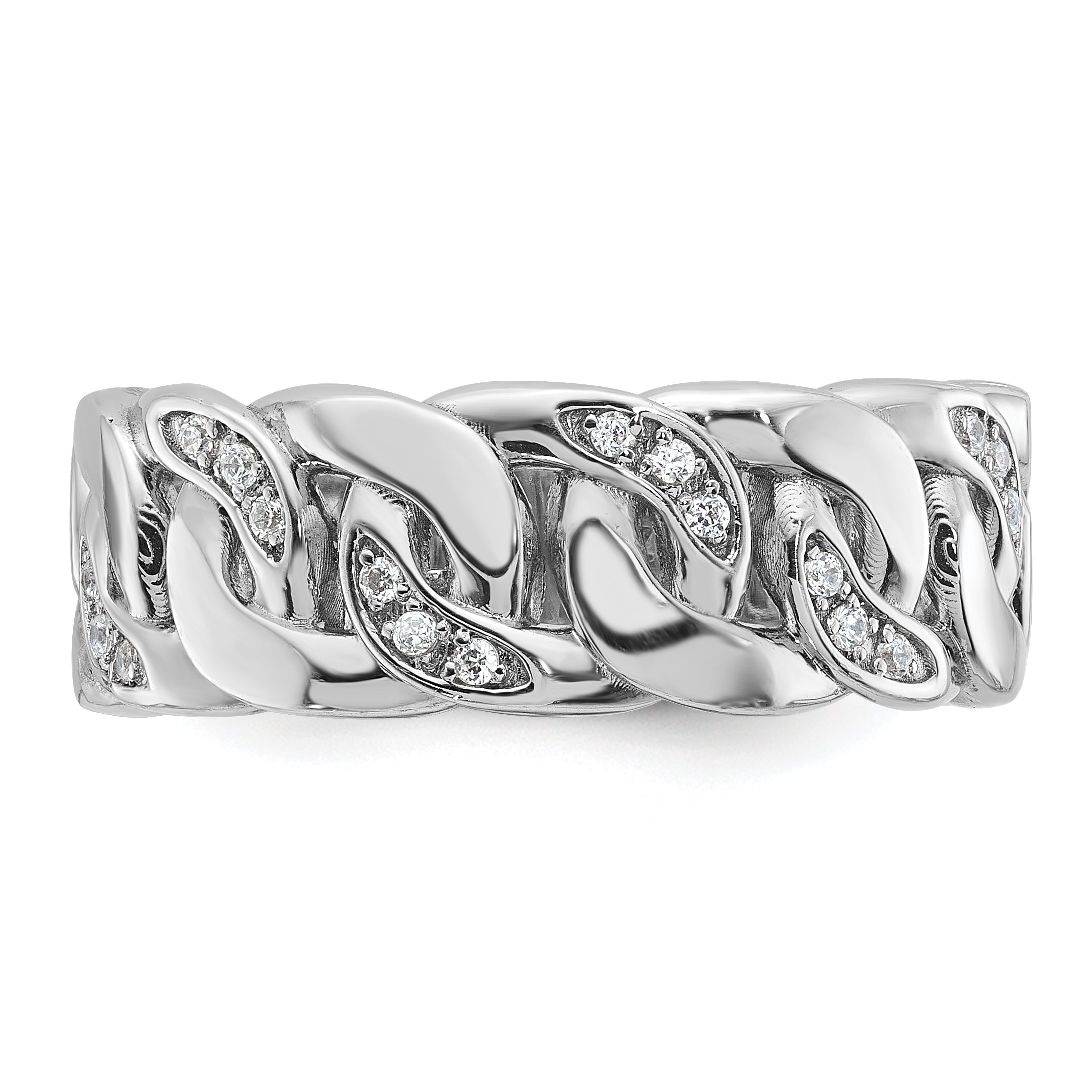 10k White Gold IBGoodman Men's Cuban Link Design Diamond Complete Ring