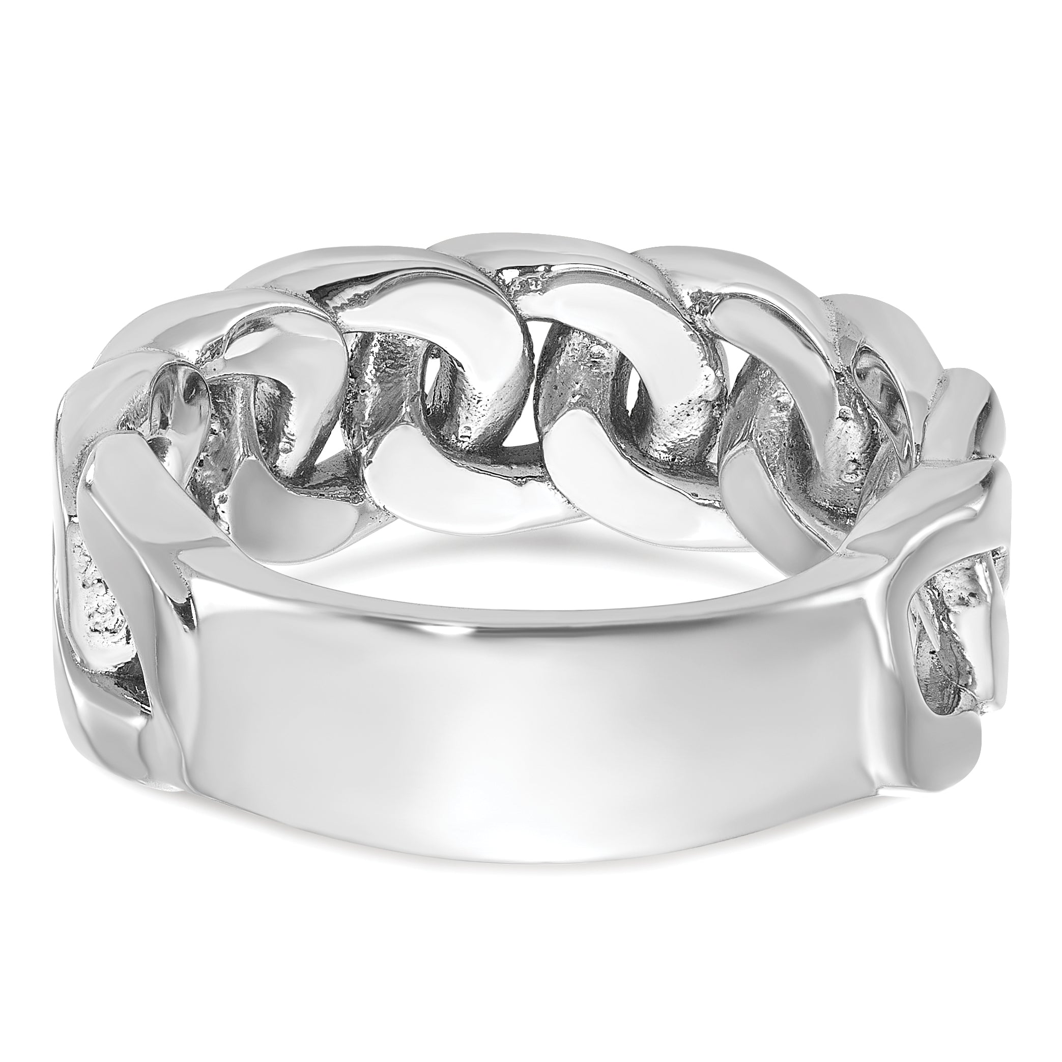 10k White Gold IBGoodman Men's Cuban Link Design Diamond Complete Ring