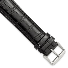 DeBeer 22mm Long Black Crocodile Grain Chronograph Leather with Silver-tone Buckle 8.5 inch Watch Band