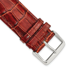 DeBeer 22mm Long Havana Crocodile Grain Chronograph Leather with Silver-tone Buckle 8.5 inch Watch Band