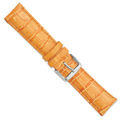 22mm Orange Crocodile Grain Chronograph Leather with Silver-tone Buckle 7.5 inch Watch Band