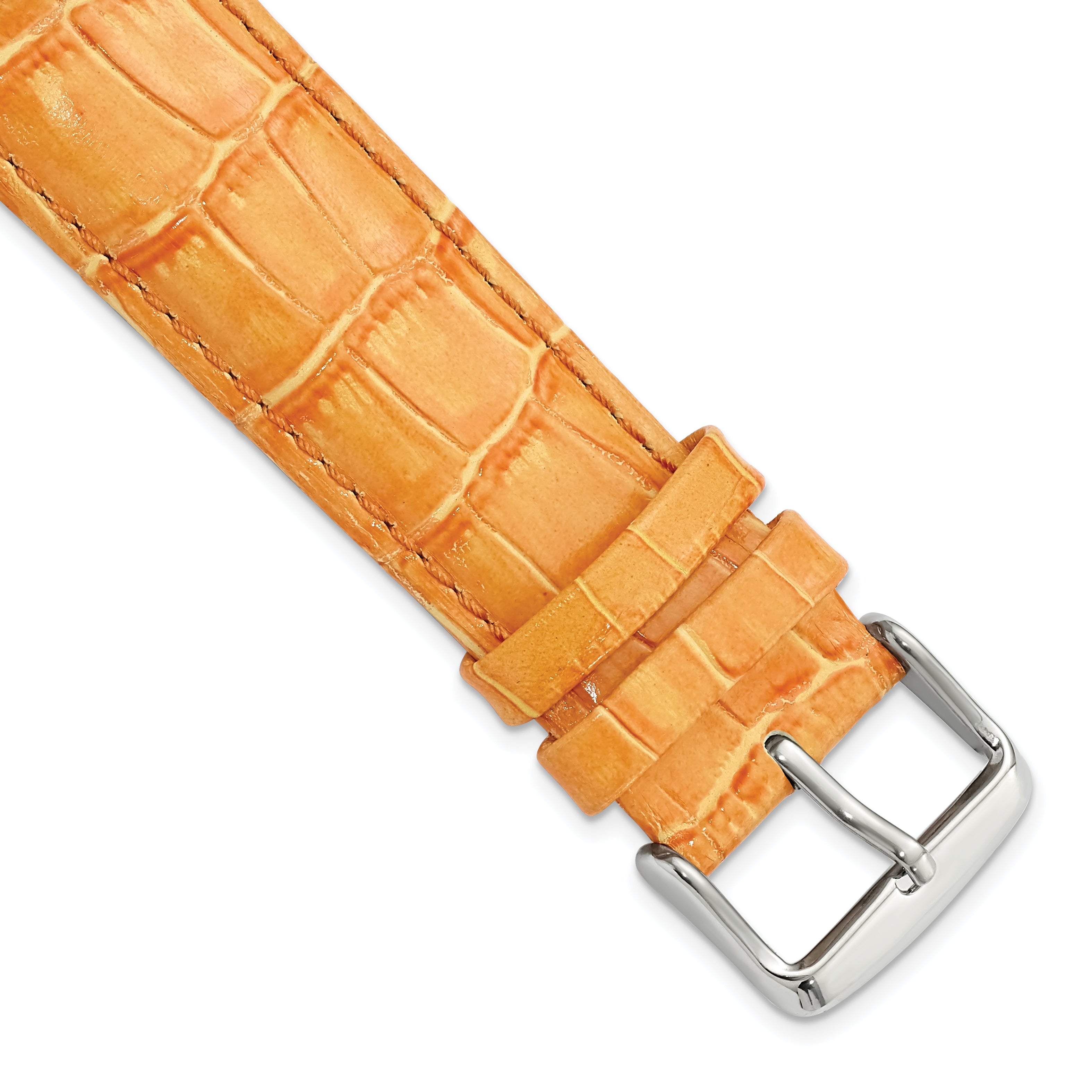 DeBeer 24mm Orange Crocodile Grain Chronograph Leather with Silver-tone Buckle 7.5 inch Watch Band