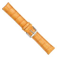 22mm Long Orange Crocodile Grain Chronograph Leather with Silver-tone Buckle 8.5 inch Watch Band