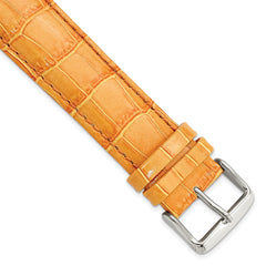 DeBeer 22mm Long Orange Crocodile Grain Chronograph Leather with Silver-tone Buckle 8.5 inch Watch Band