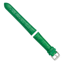 22mm Long Green Crocodile Grain Chronograph Leather with Silver-tone Buckle 8.5 inch Watch Band