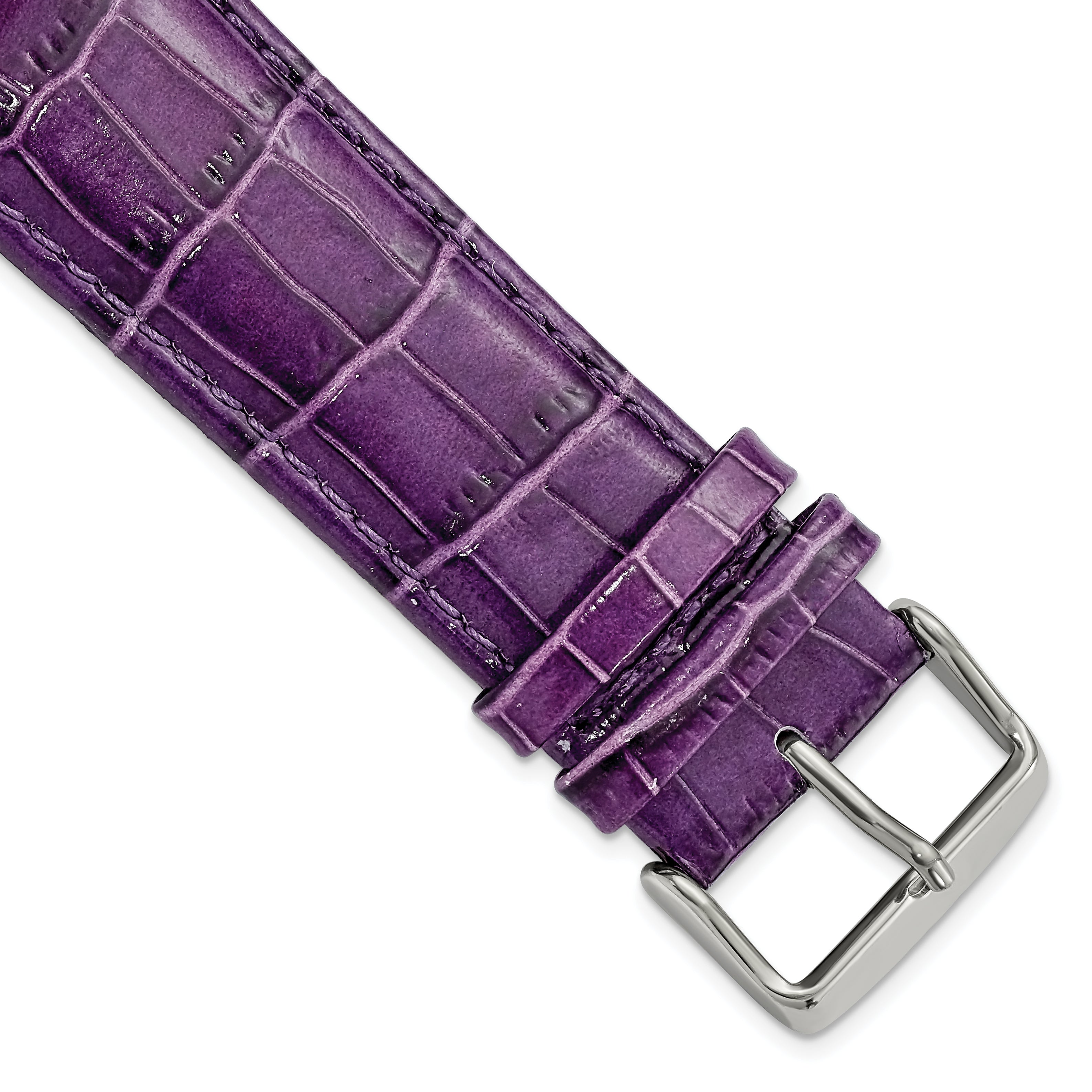 DeBeer 24mm Long Violet Crocodile Grain Chronograph Leather with Silver-tone Buckle 8.5 inch Watch Band