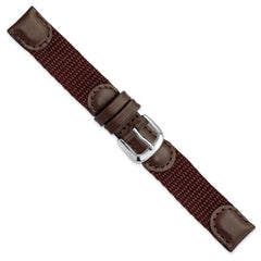 16mm Brown Army Style Nylon and Leather with Stainless Steel Buckle 7.75 inch Watch Band