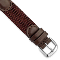 DeBeer 16mm Brown Army Style Nylon and Leather with Stainless Steel Buckle 7.75 inch Watch Band