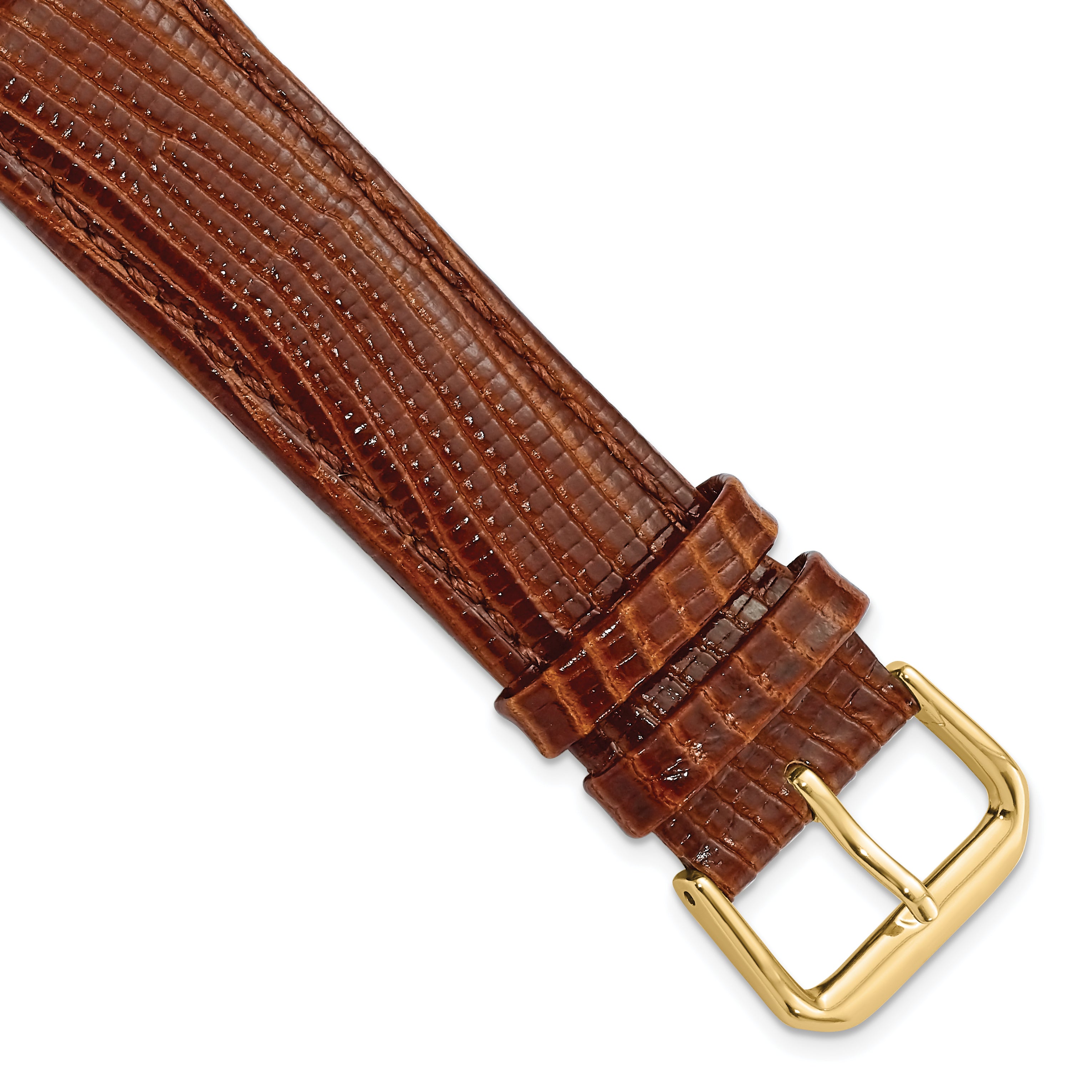 DeBeer 20mm Havana Brown Snake Grain Leather with Gold-tone Buckle 7.5 inch Watch Band